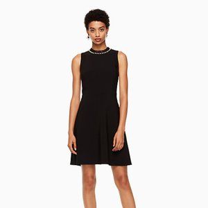 NWT Kate Spade Black Pearl Embellished Crepe Dress size 14